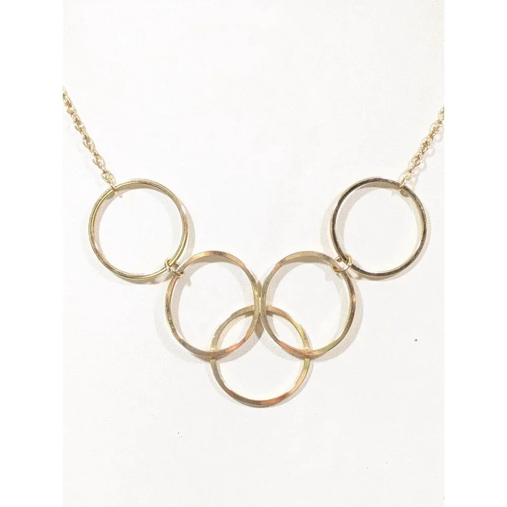 Vintage Avon Gilded Circles Necklace‎ Gold Tone Round Chain 70s Inspired 18 in